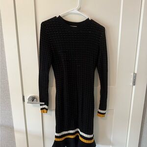 3.1 Phillip Lim Black Midi Dress with Gold and White Accents